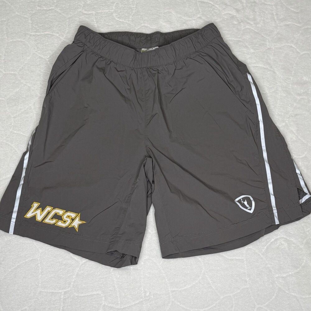 Adrenaline Lacrosse Shorts Youth Large WCS Logo 23" Stretch Waist Athletic Gray